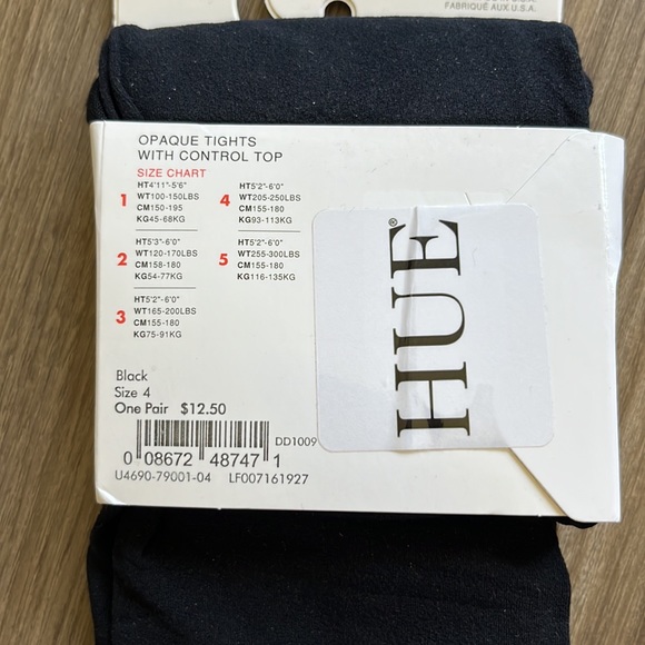 HUE Accessories Hue Control Top Opaque Tights Pantyhose Hosiery 4